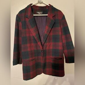 Vintage Red & Green Plaid Blazer | Sag Harbor  | Size 16